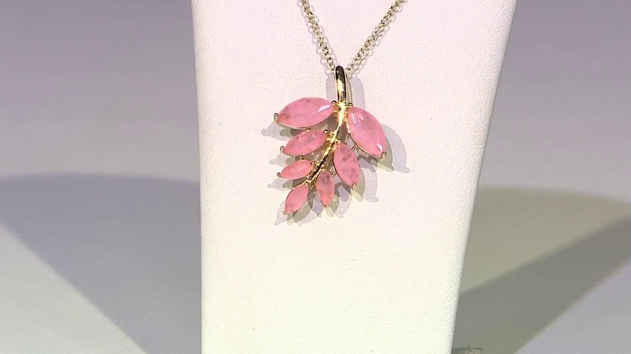 Video Collana in argento con Quarzo rosa pastello