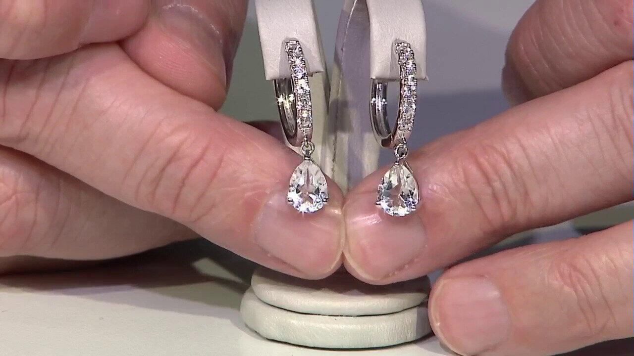 Video Boucles d'oreilles en argent et Topaze blanche