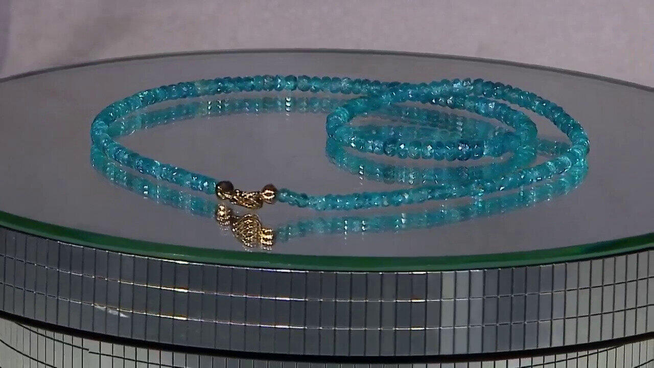 Video Neonblauer Apatit-Goldhalskette