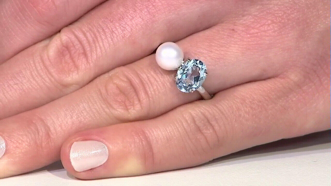 Video Anello in argento con Topazio Blu Cielo