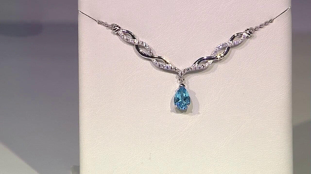 Video Collana in argento con Topazio Blu Svizzero
