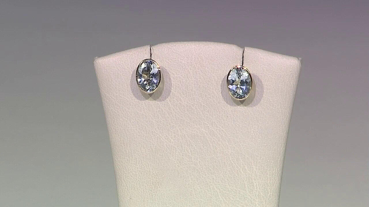 Video Boucles d'oreilles en or et Aigue-marine du Brésil