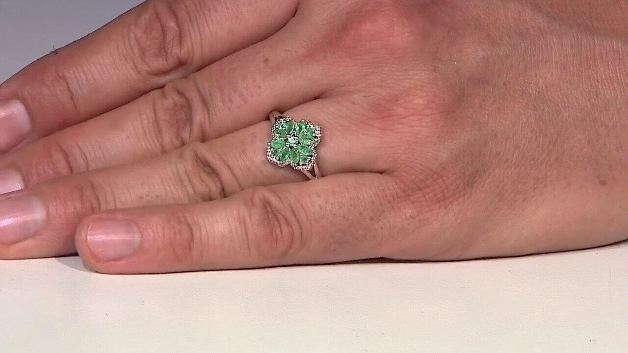 Video Anillo en plata con Esmeralda de Zambia