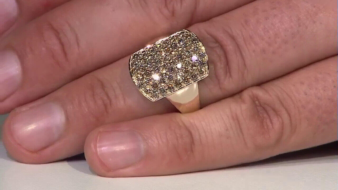 Video Bague en or et Diamant VS1 champagne