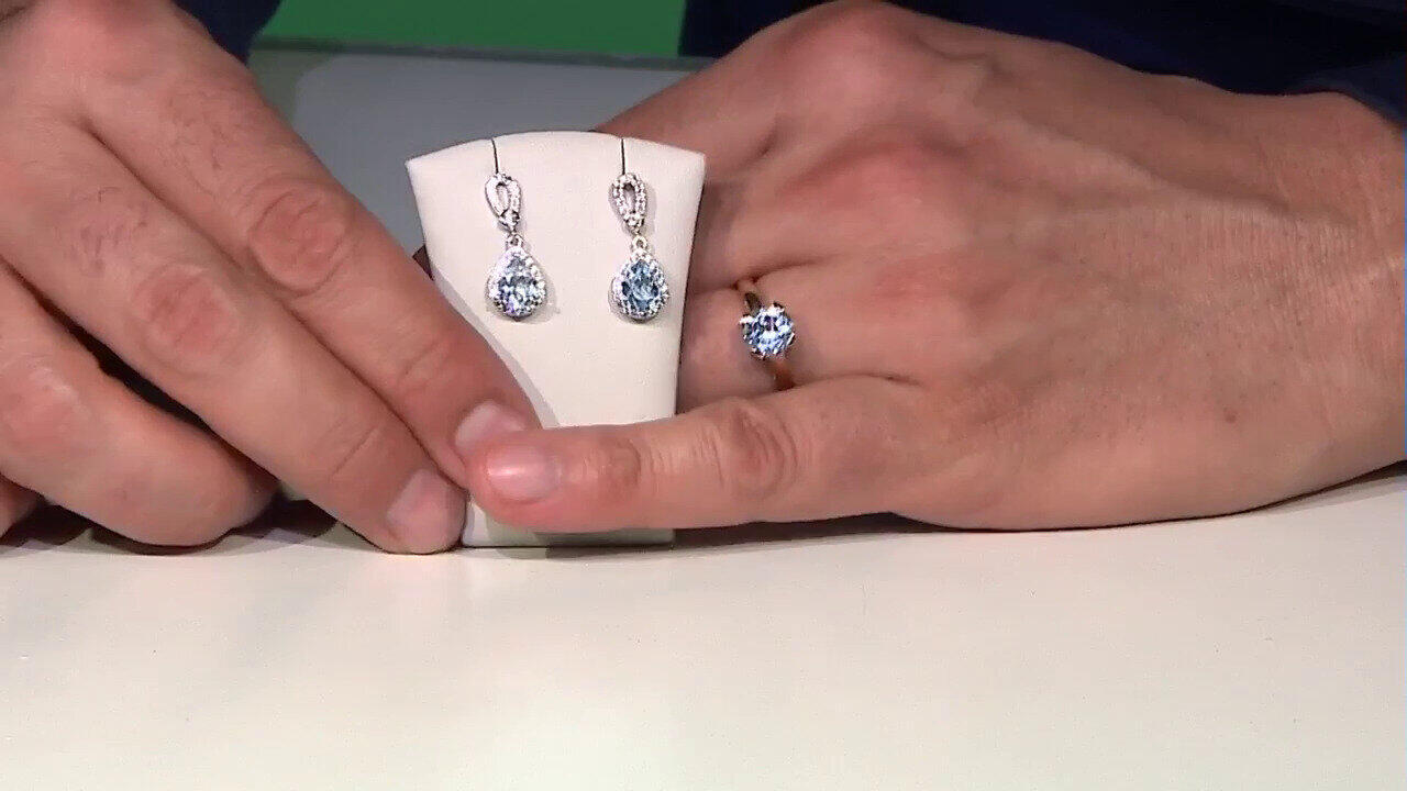 Video Anello in argento con Topazio Blu Cielo