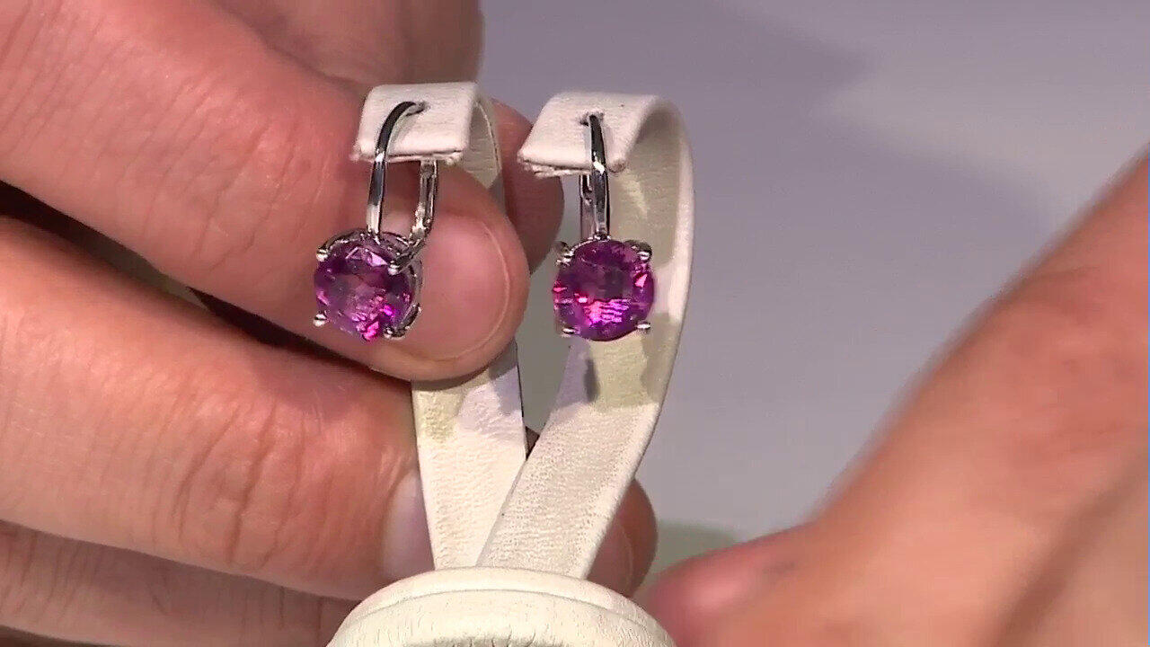 Video Boucles d'oreilles en argent et Fluorite rose