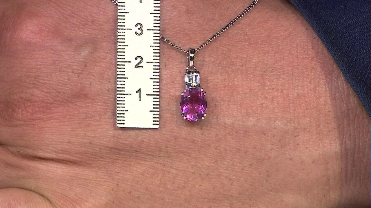 Video Pink Flouorite Silver Pendant