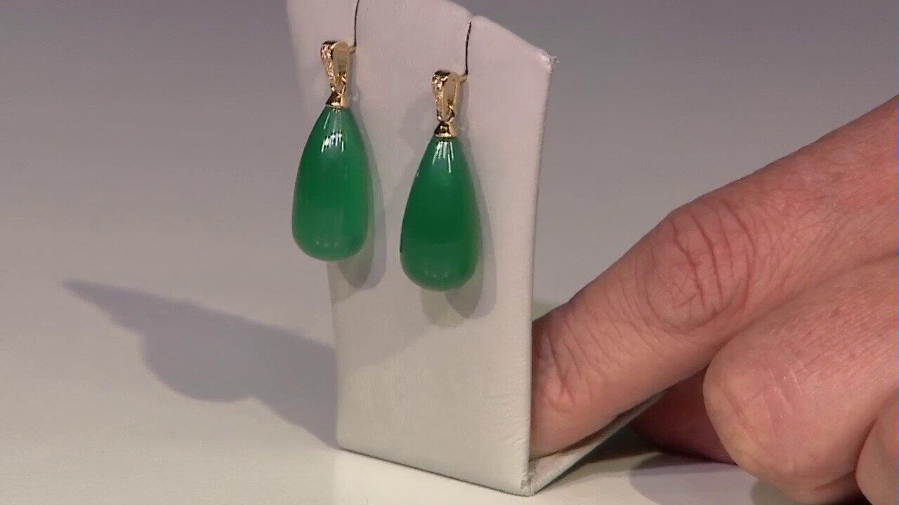 Video Green Agate Silver Earrings
