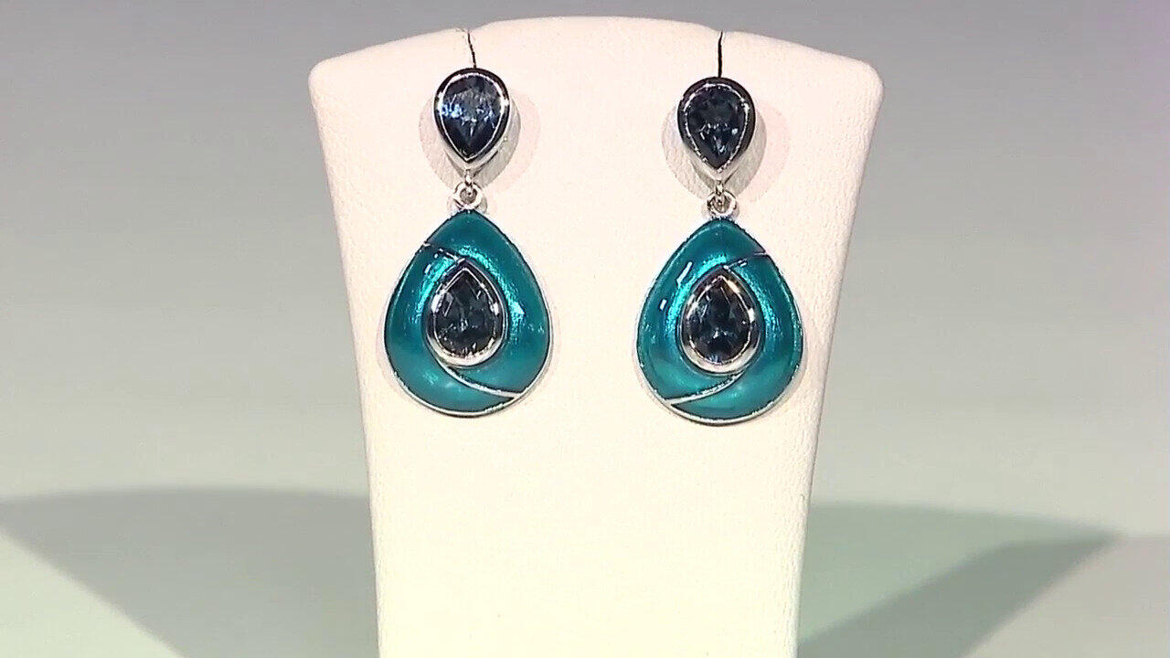 Video Orecchini in argento con Topazio Blu Londra (Adela Silber)