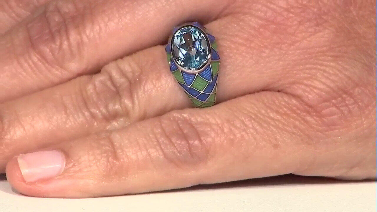 Video Anillo en plata con Topacio azul cielo (Adela Silber)