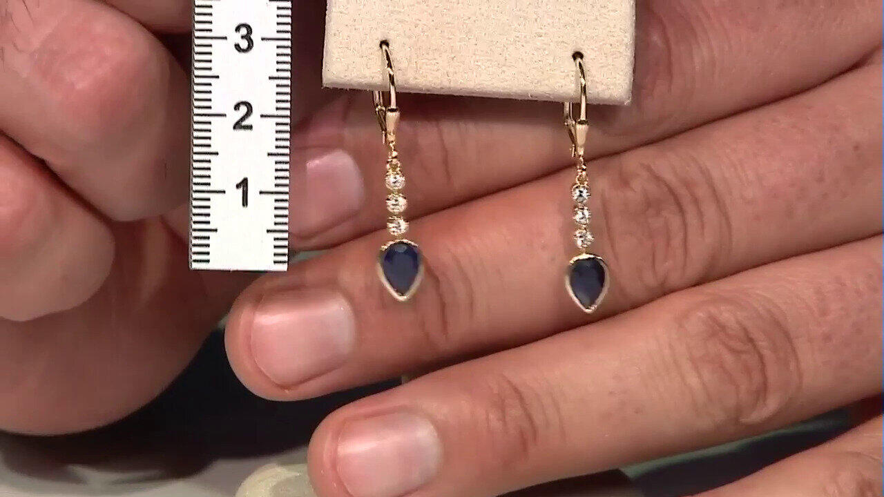Video Boucles d'oreilles en argent et Saphir bleu de Madagascar