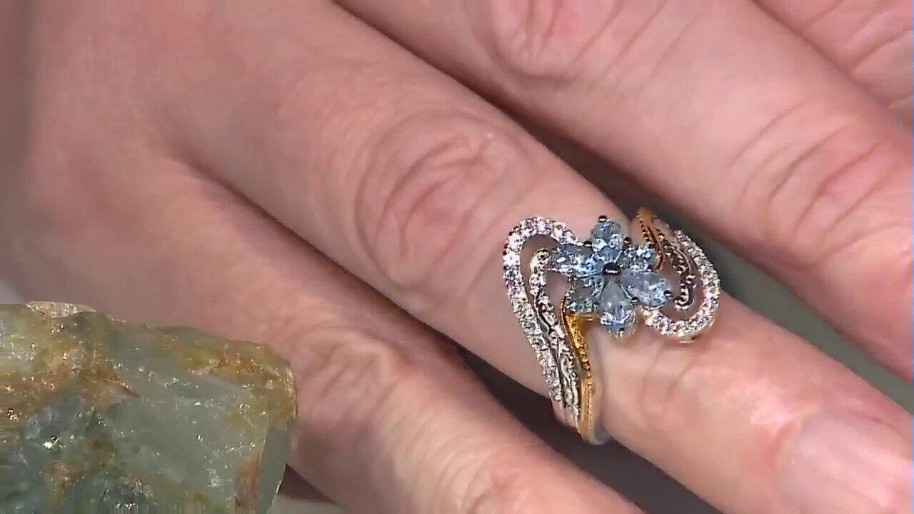 Video Zilveren ring met aquamarijnstenen (Gems en Vogue)