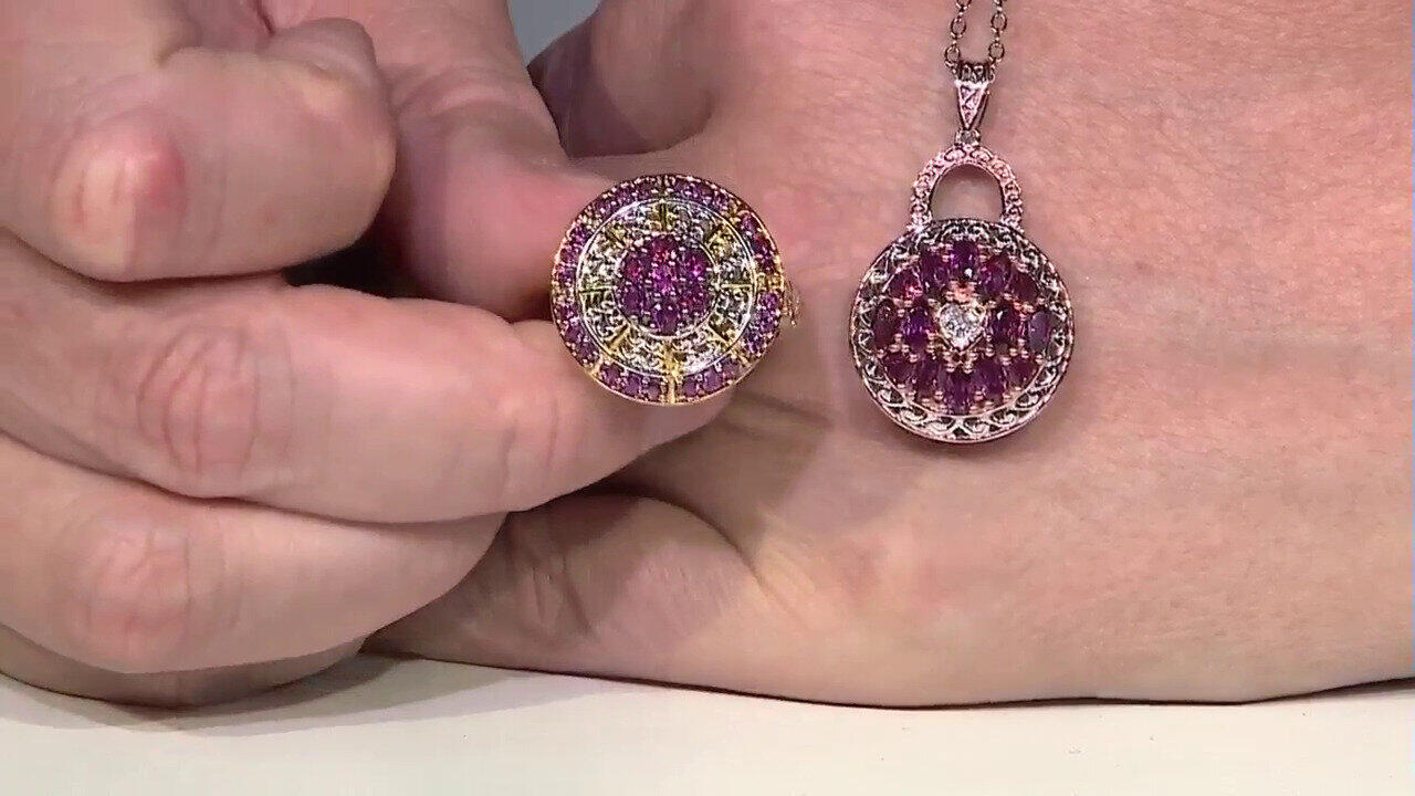 Video Zilveren ring met rhodolieten (Gems en Vogue)