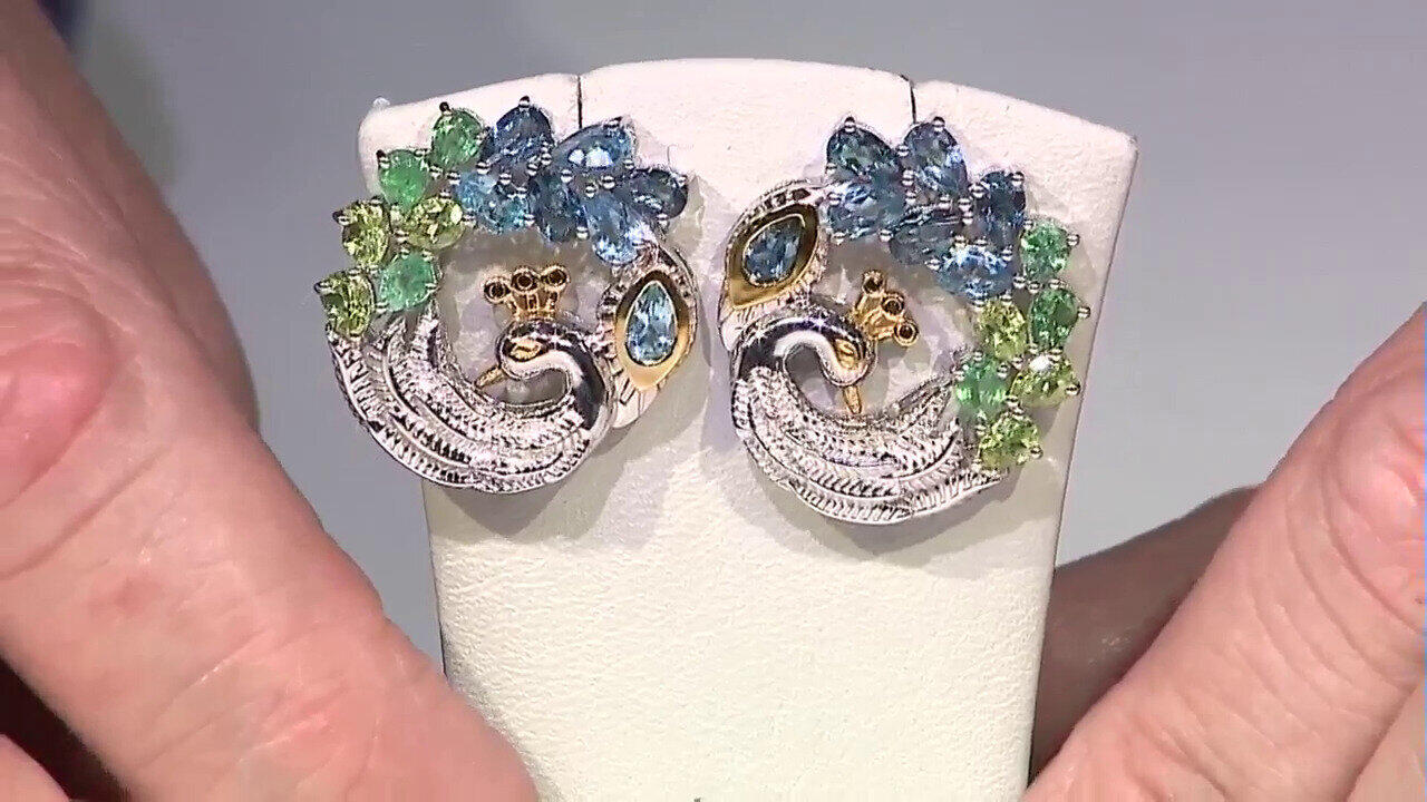 Video Swiss Blue Topaz Silver Earrings (Gems en Vogue)