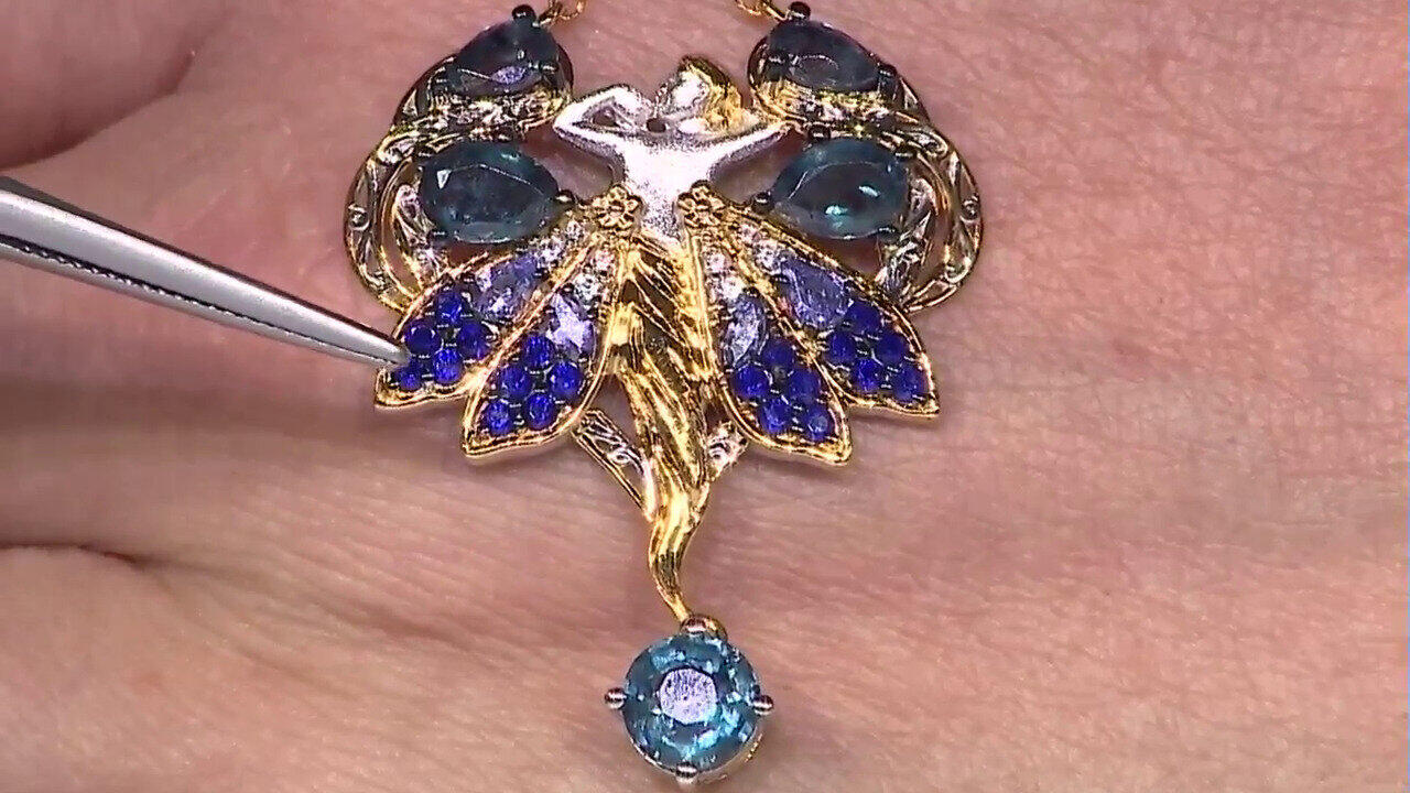 Video Collana in argento con Cianite Blu Foglia di Tè (Gems en Vogue)