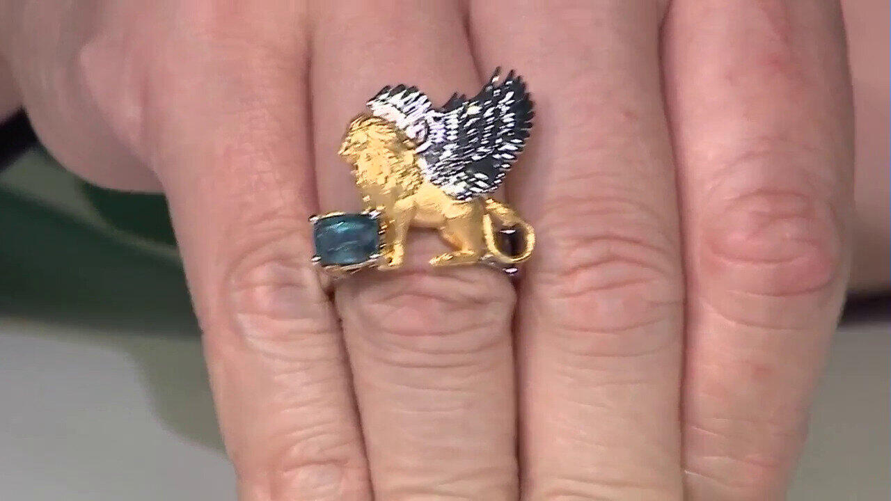 Video Anello in argento con Cianite Blu Foglia di Tè (Gems en Vogue)