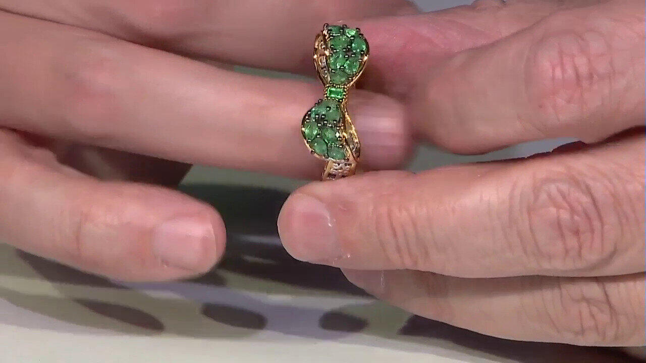 Video Zilveren ring met Zambia-smaragdstenen (Gems en Vogue)
