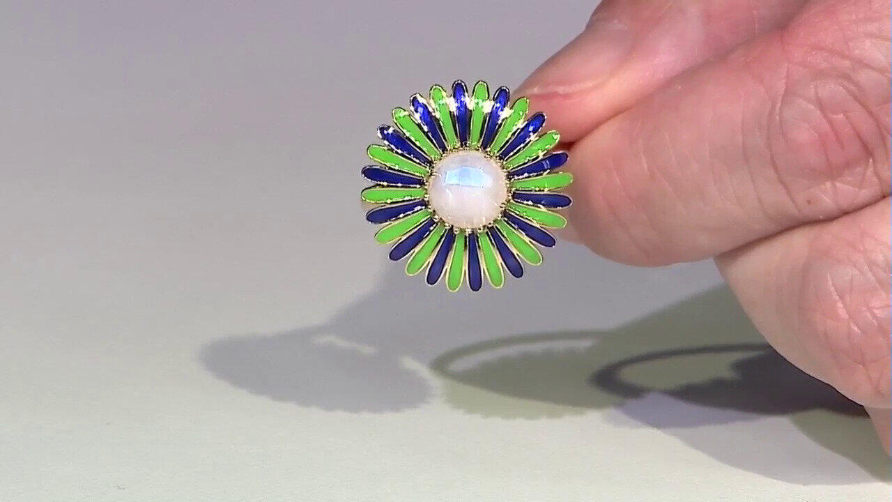 Video Bague en argent et Pierre de Lune arc-en-ciel