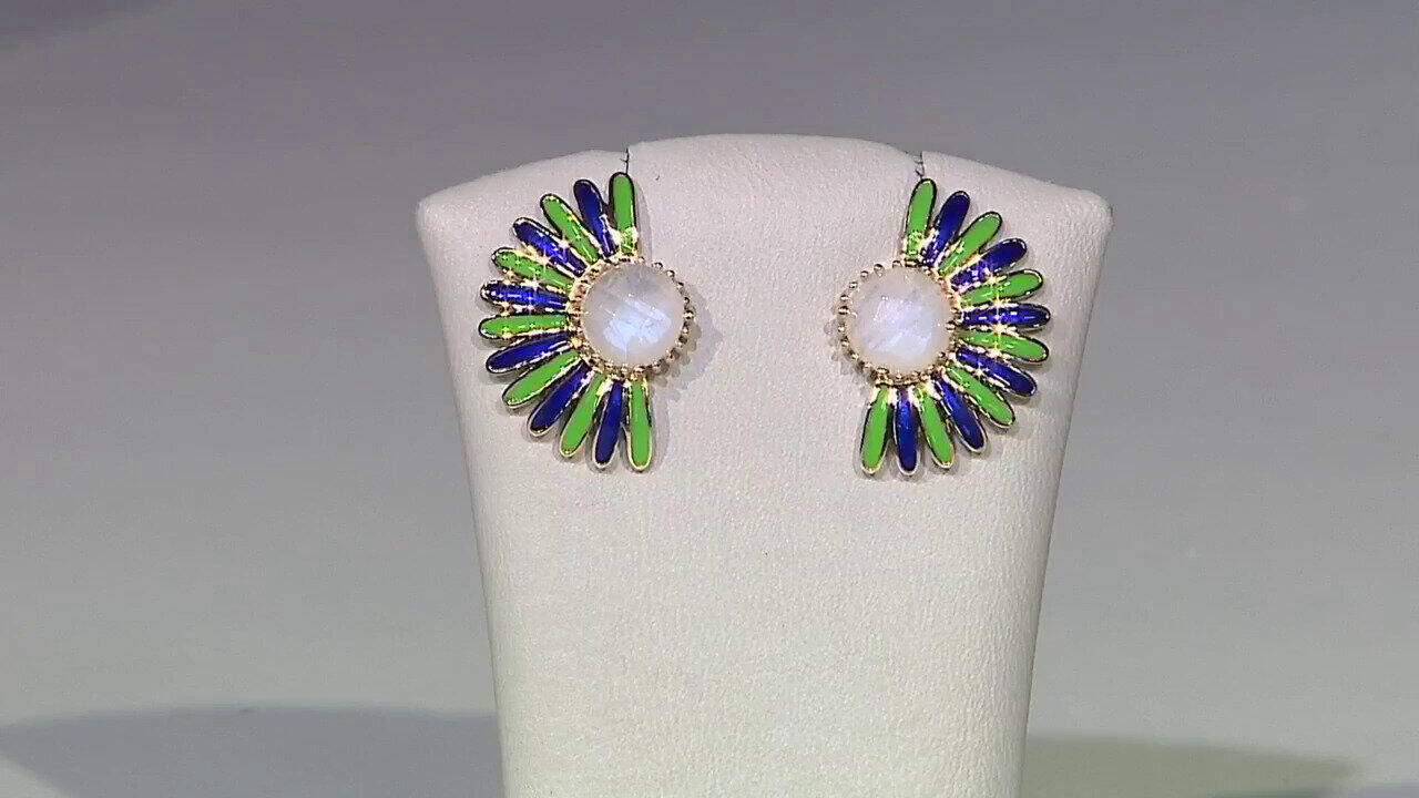 Video Boucles d'oreilles en argent et Pierre de Lune arc-en-ciel