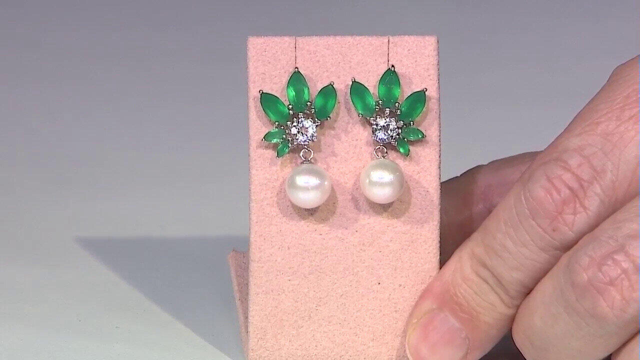 Video Boucles d'oreilles en argent et Perle blanche de culture d'eau douce