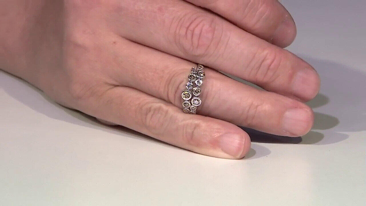 Video Gouden ring met VS1 champagne diamanten