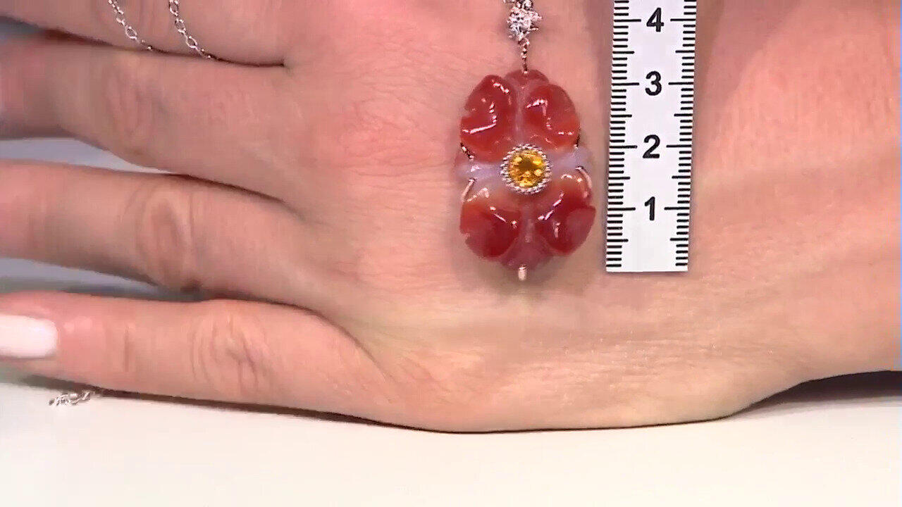 Video Zilveren halsketting met een Rode agaat (Gems en Vogue)