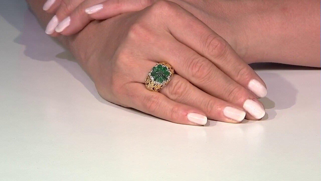 Video Zilveren ring met Zambia-smaragdstenen (Gems en Vogue)