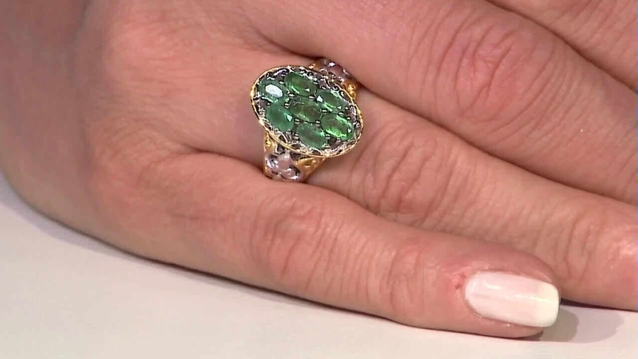 Video Zilveren ring met Zambia-smaragdstenen (Gems en Vogue)
