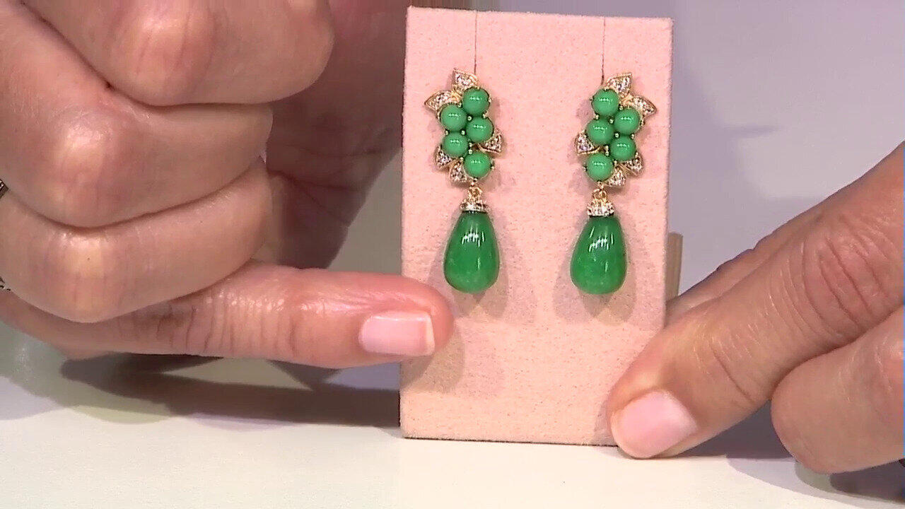 Video Green Jade Silver Earrings