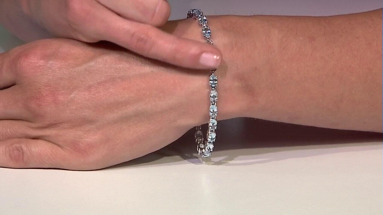Video Brazalete en plata con Topacio azul cielo