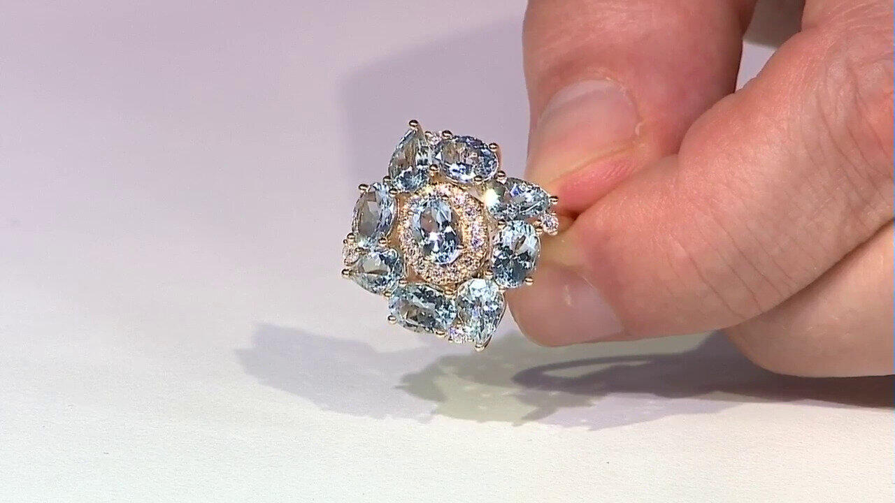 Video Bague en or et Aigue-Marine du Brésil AAA (CIRARI)