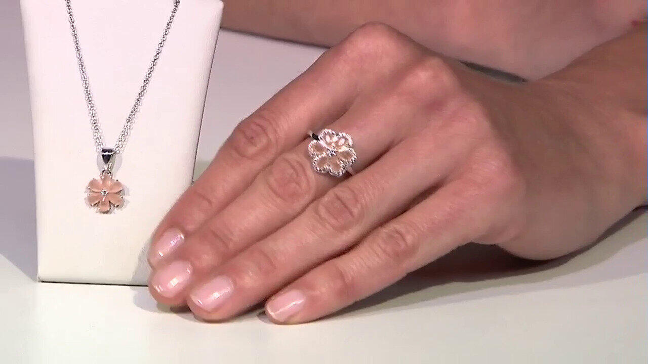 Video Anillo en plata con Cuarzo durazno pastel