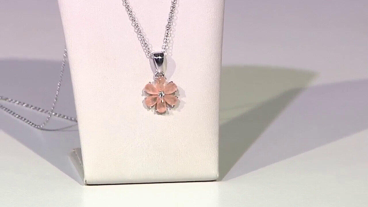 Video Collier en argent et Quartz pêche pastel