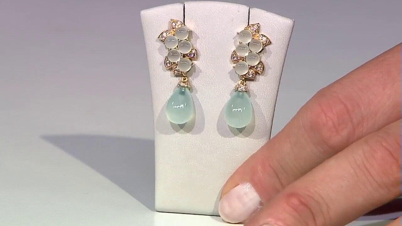 Video Seafoam Chalcedony Silver Earrings