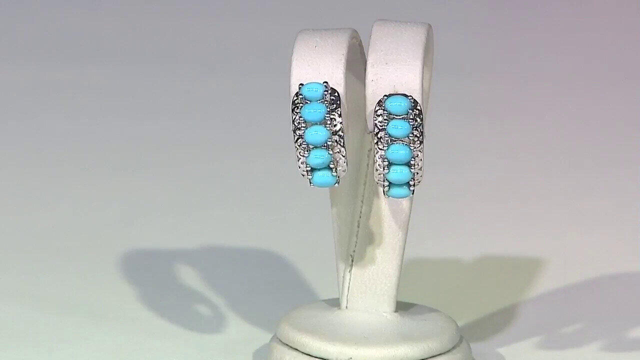 Video Pendientes en plata con Turquesa bella durmiente