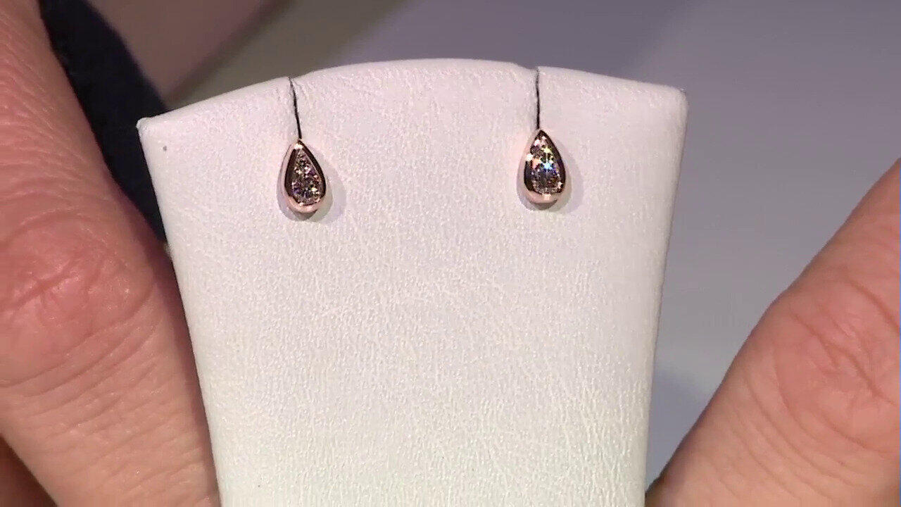Video 9K SI1 Argyle Rose De France Diamond Gold Earrings (Annette)