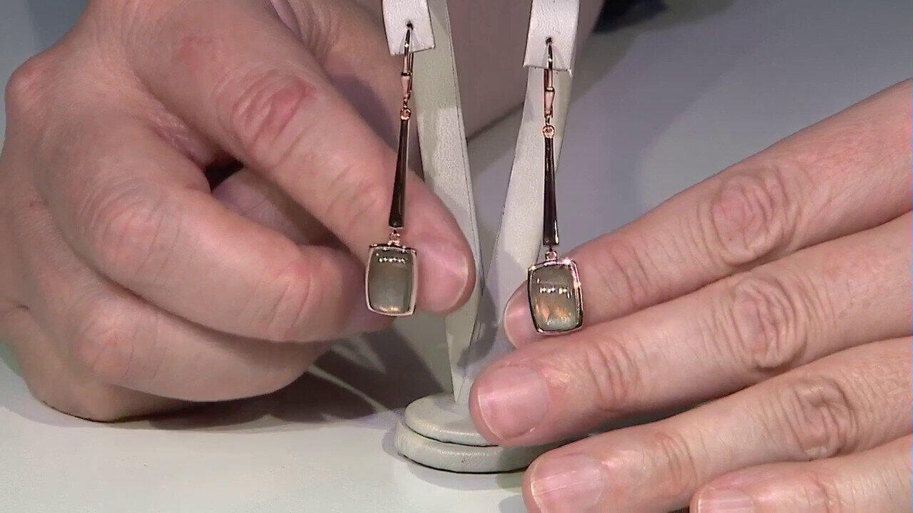 Video Boucles d'oreilles en argent et Labradorite cuivrée de Maniry (KM by Juwelo)