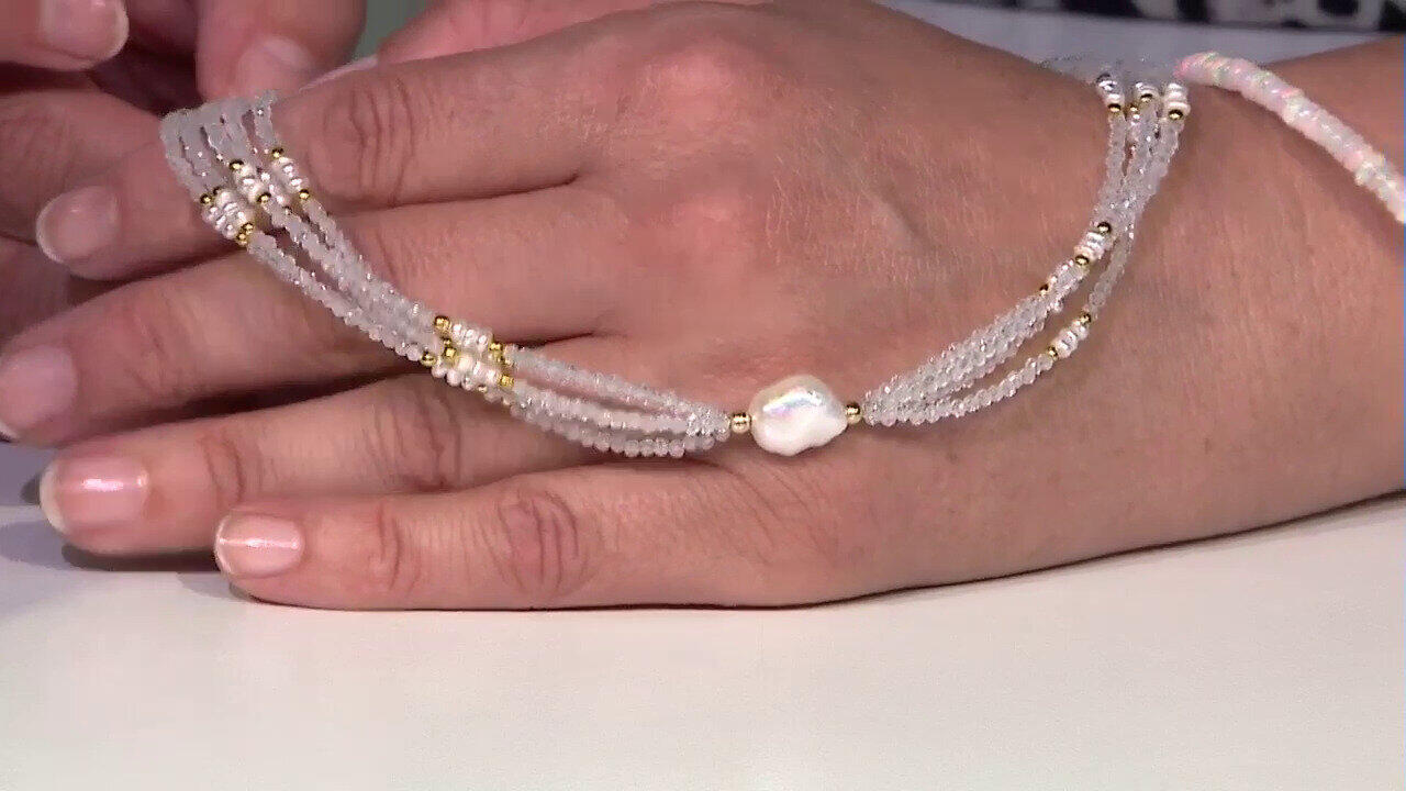 Video White Freshwater Pearl Silver Necklace (Riya)