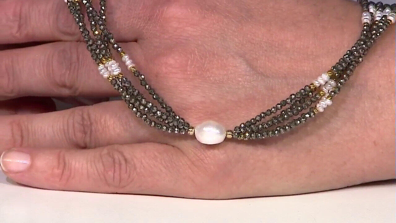 Video Collar en plata con Perla blanca Freshwater (Riya)