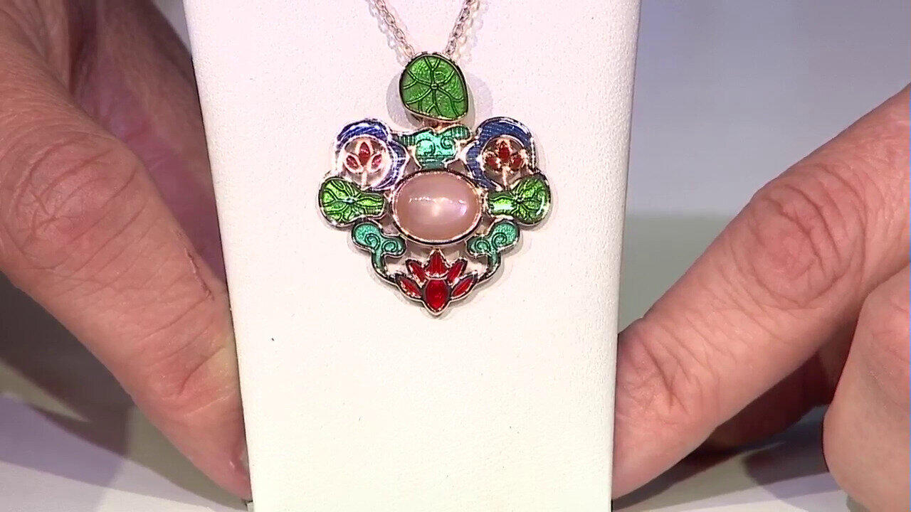 Video Collana in argento con Pietra di Luna Pesca (Adela Silber)