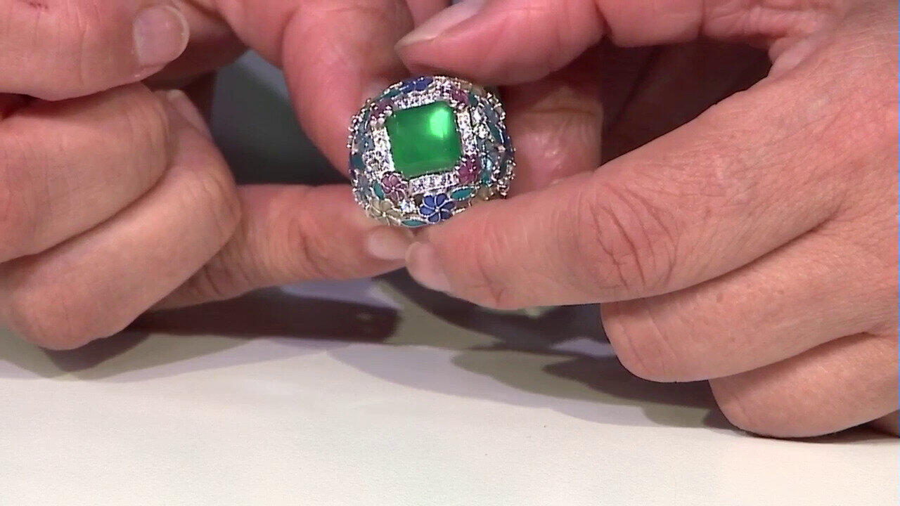 Video Anello in argento con Onice Verde (Adela Silber)