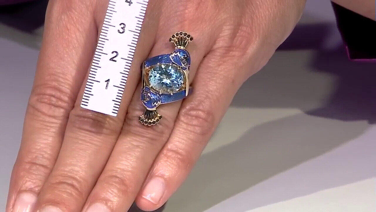 Video Zilveren ring met een hemel-blauwe topaas (Adela Silber)