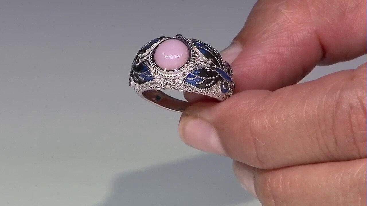 Video Pink Opal Silver Ring (Adela Silber)