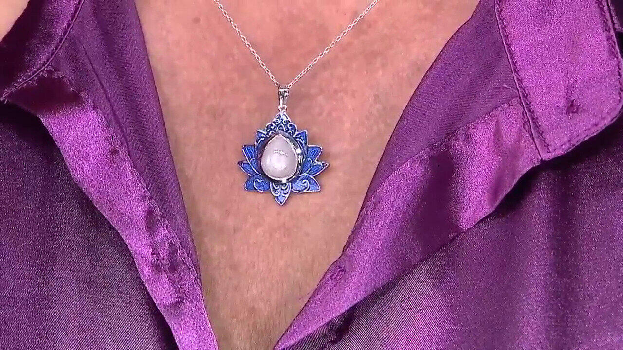 Video Collana in argento con Pietra di Luna Bianca (Adela Silber)