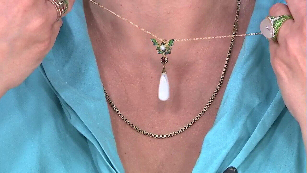 Video White Moonstone Silver Necklace (Adela Silber)