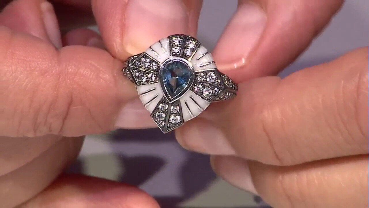 Video Anello in argento con Topazio Blu Londra (Adela Silber)