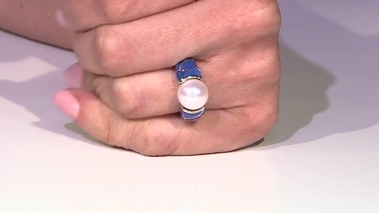 Video White Freshwater Pearl Silver Ring (Adela Silber)