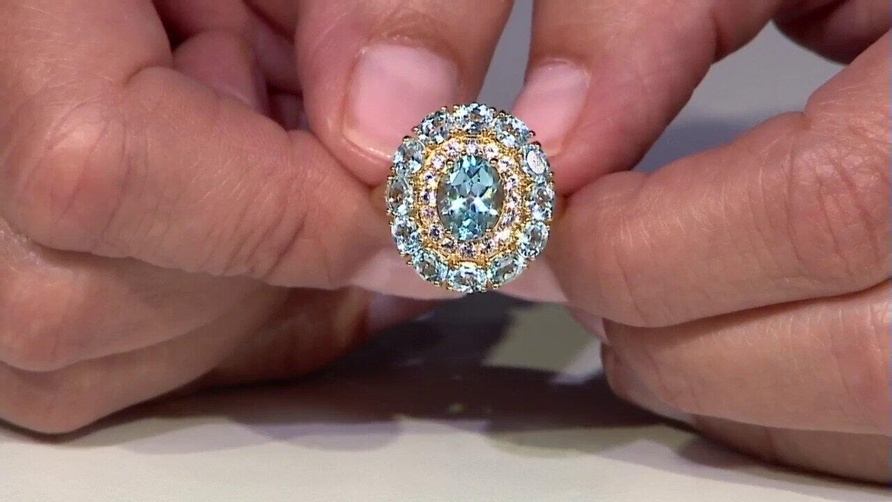 Video Anello in argento con Topazio Blu Cielo