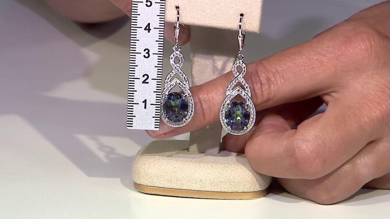 Video Pendientes en plata con Cuarzo Místico azul