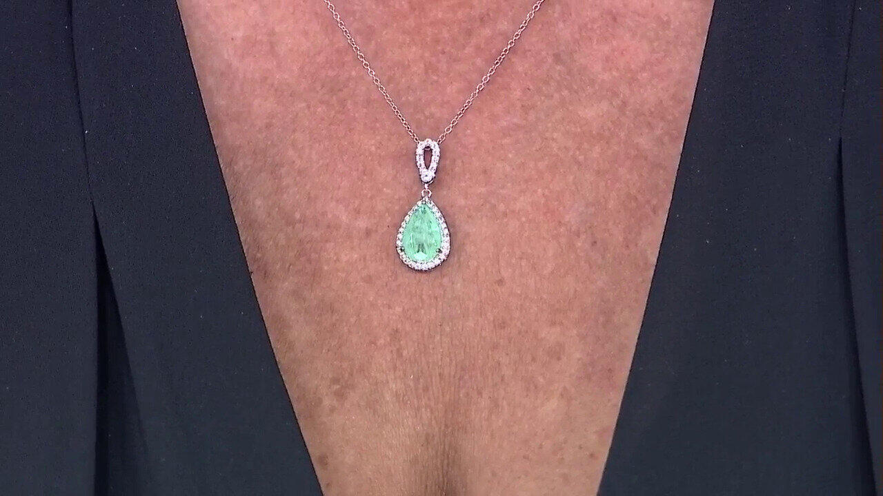 Video Collar en plata con Cuarzo verde pastel
